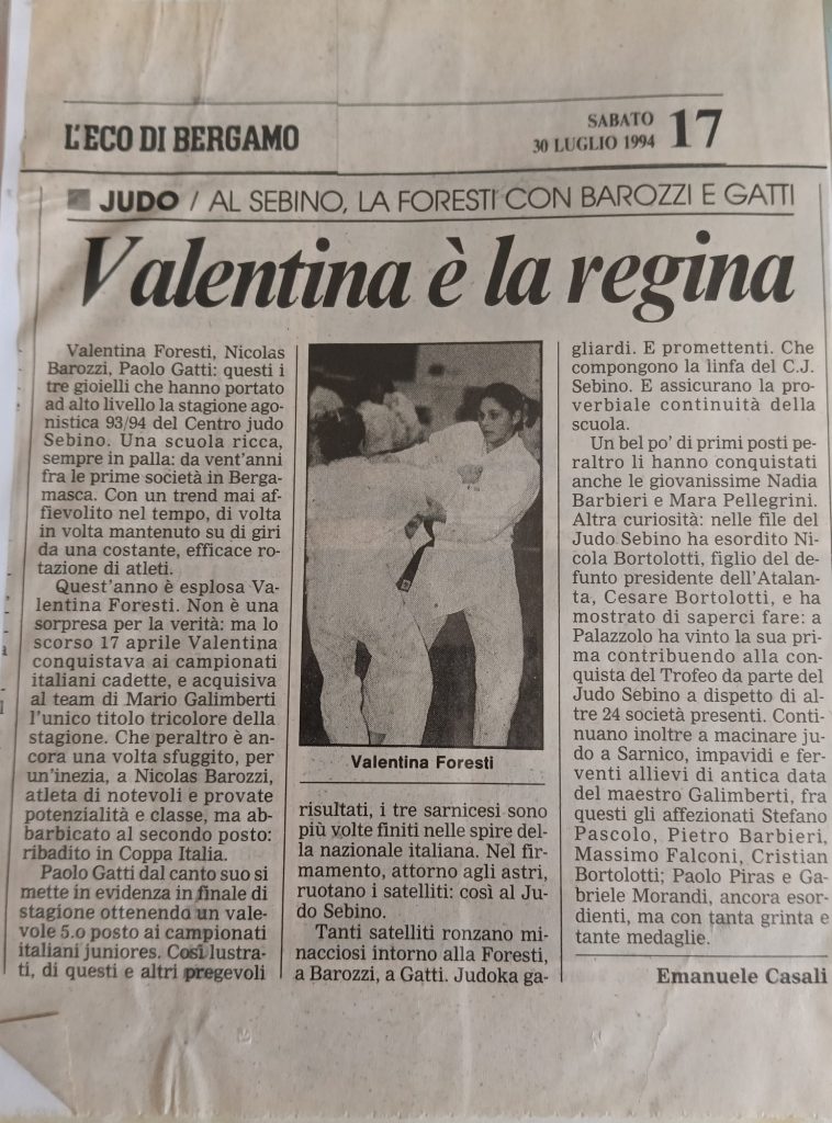 Storia ASD Judo Sarnico - i Successi anni 90