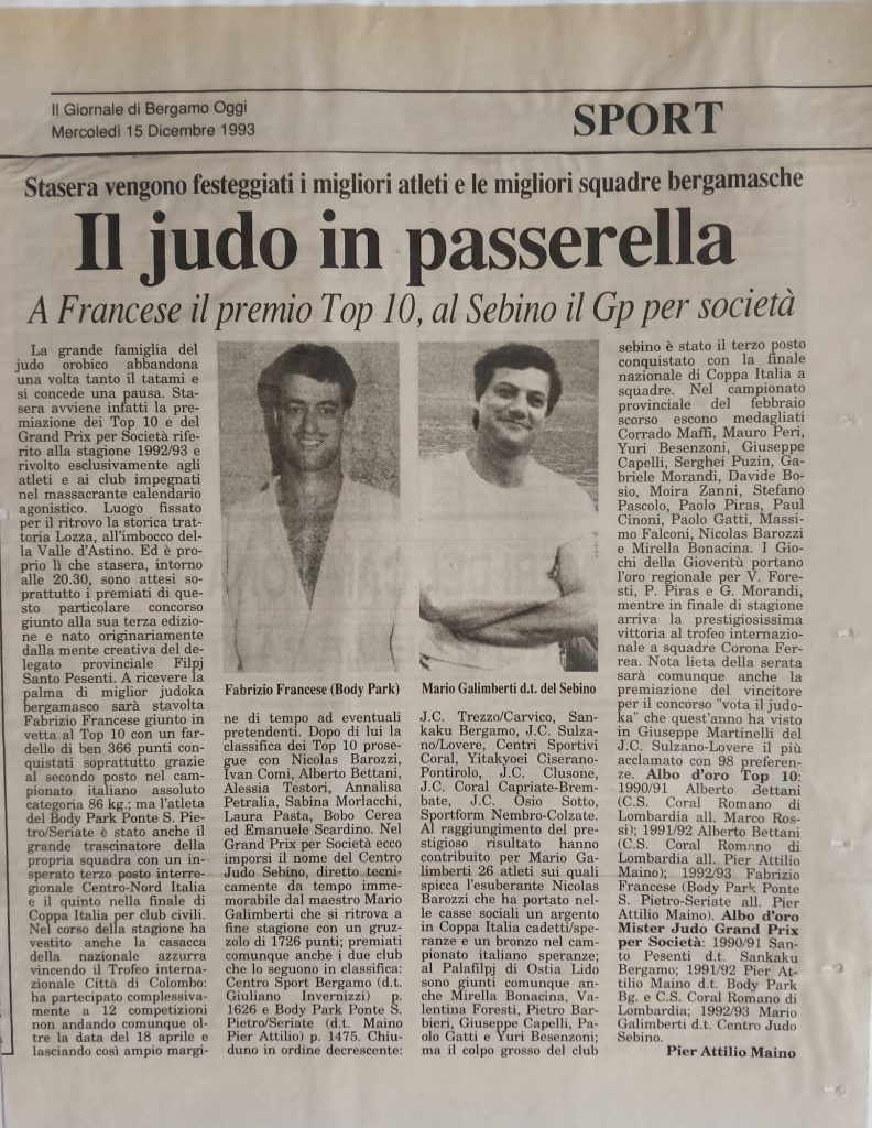 Storia ASD Judo Sarnico - i Successi anni 90