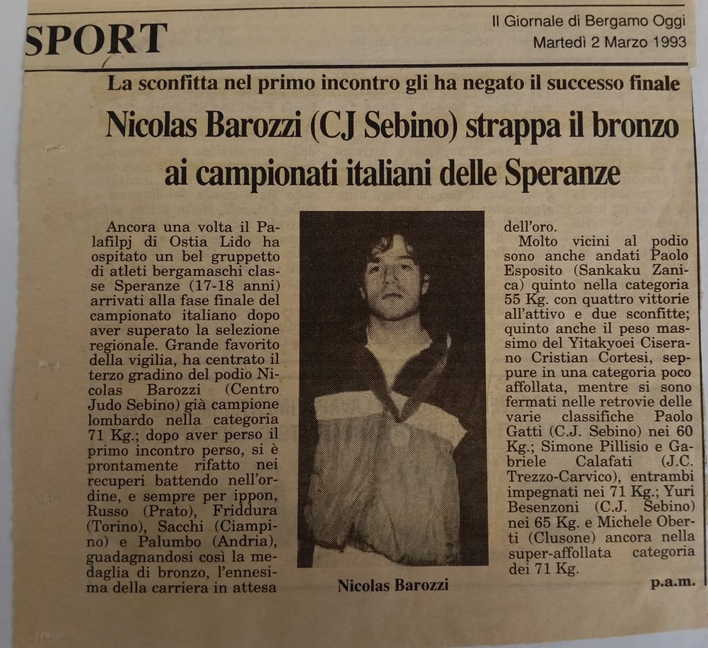 Storia ASD Judo Sarnico - i Successi anni 90