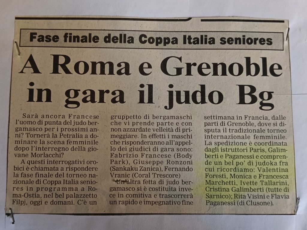 Storia ASD Judo Sarnico - i Successi anni 90