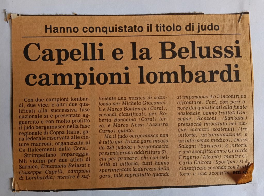 Storia ASD Judo Sarnico - i Successi anni 90