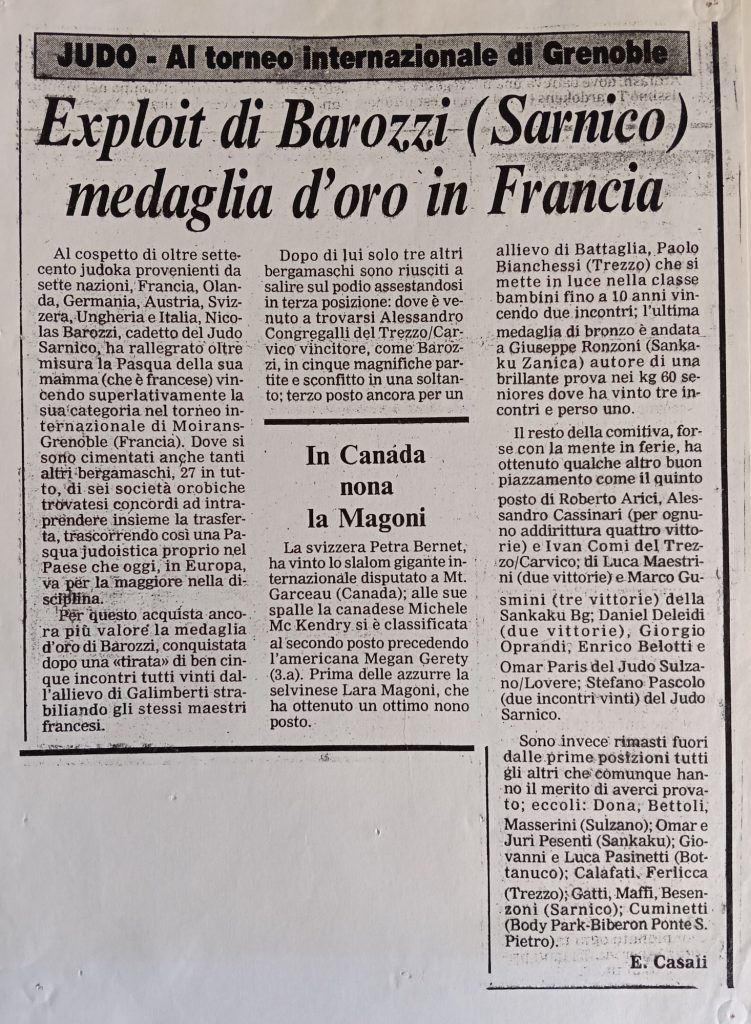 Storia ASD Judo Sarnico - i Successi anni 90