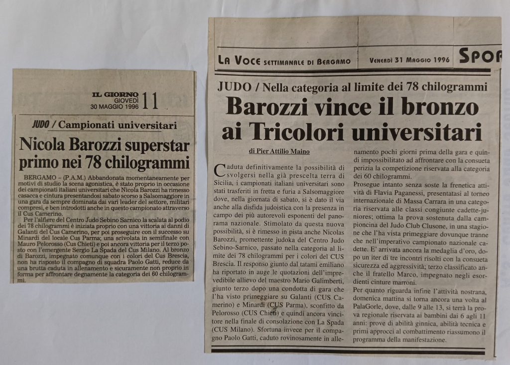 Storia ASD Judo Sarnico - i Successi anni 90