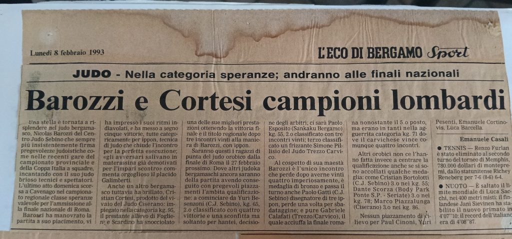 Storia ASD Judo Sarnico - i Successi anni 90