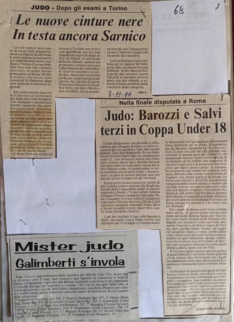 Storia ASD Judo Sarnico - i Successi anni 90