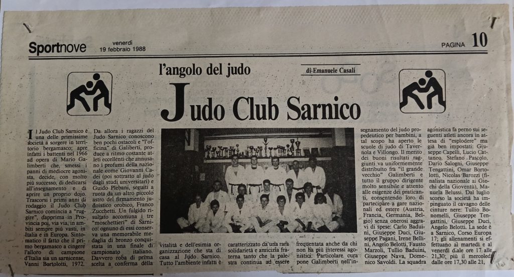 Storia ASD Judo Sarnico - i Successi anni 90