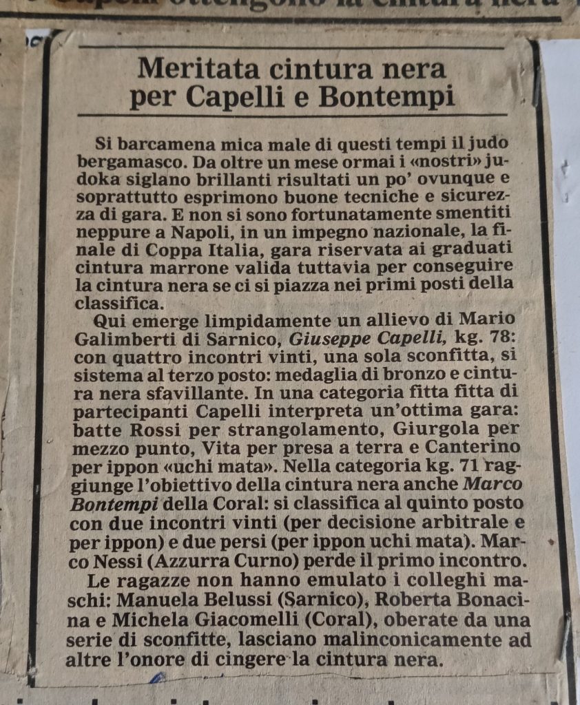 Storia ASD Judo Sarnico - i Successi anni 90